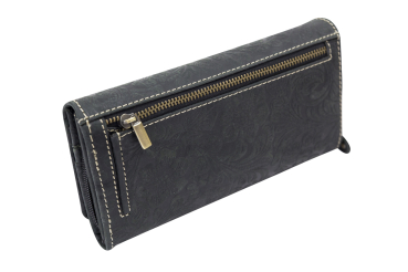 Große Damenlangbörse natur Damen Portemonnaie im Vintage Look LEAS in Echt-Leder, schwarz